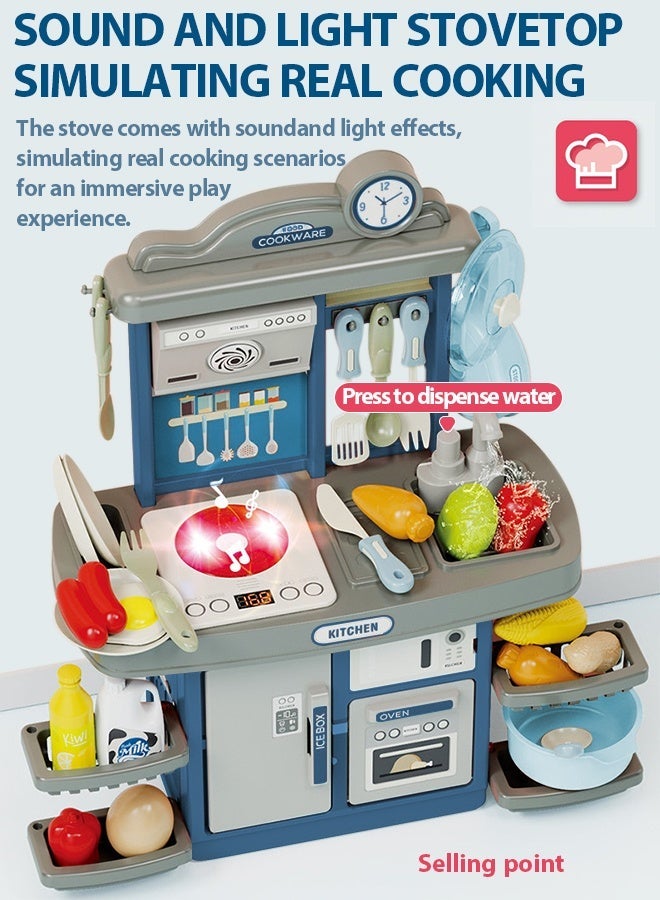 Poxvalzor 35pcs Kitchen kitchen toys,Kitchen Toys Set Cooking Stove with Realistic Sounds and Lights, Simulation Play Sink with Running Water,Play Kitchen Accessories for Toddlers, Pots and Pans Set, Play Foods Toys for Boys Girls 3-6 Years Up - Image 4